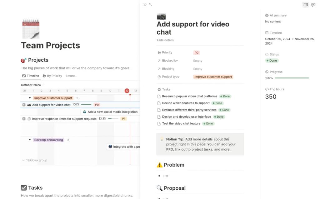 Understanding the Notion Gantt Chart Timeline View